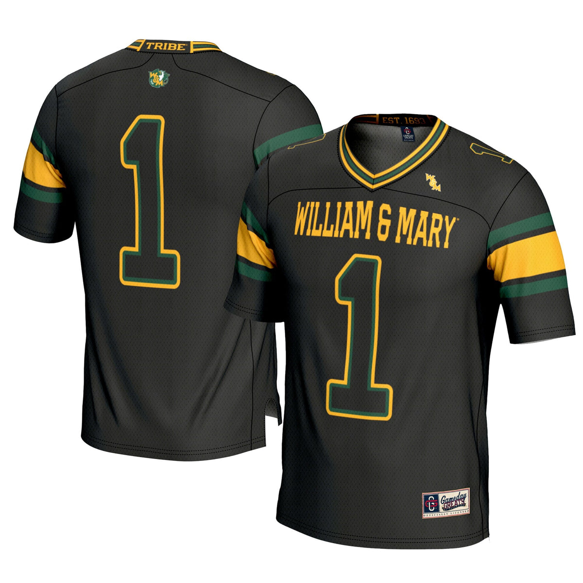 #1 William & Mary Tribe Football Jersey - Black