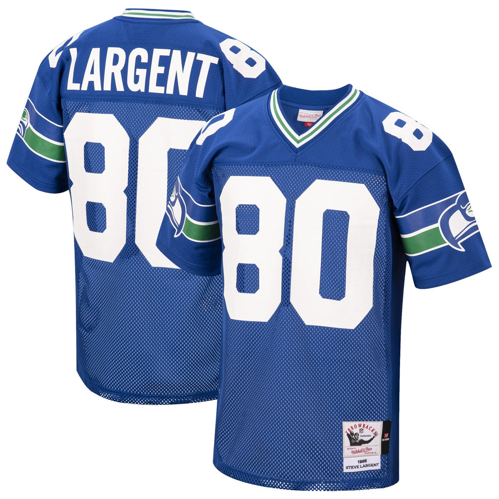 Seattle Seahawks 1985 Steve Largent Royal Throwback Retired Player Football Jersey