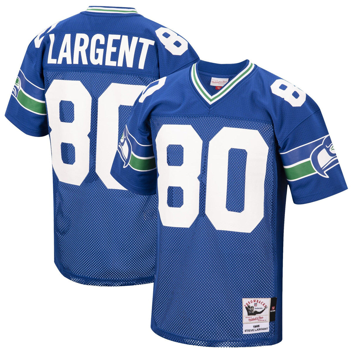 Seattle Seahawks 1985 Steve Largent Royal Throwback Retired Player Football Jersey