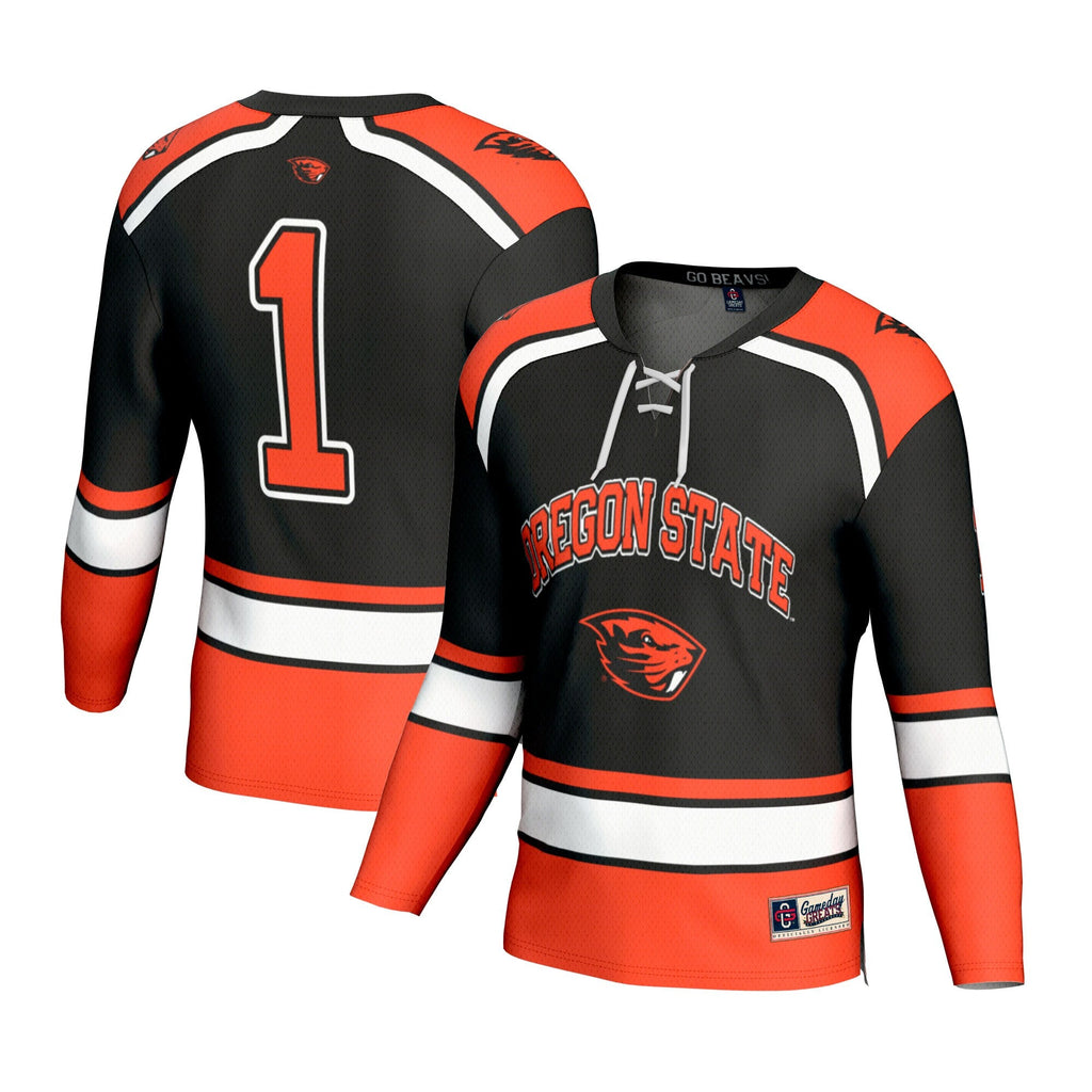 #1 Black Oregon State Beavers Lightweight Hockey Fashion Jersey