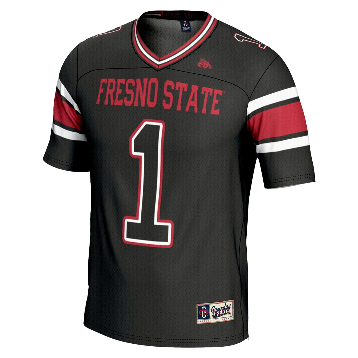 #1 Black Fresno State Bulldogs Endzone Football Jersey