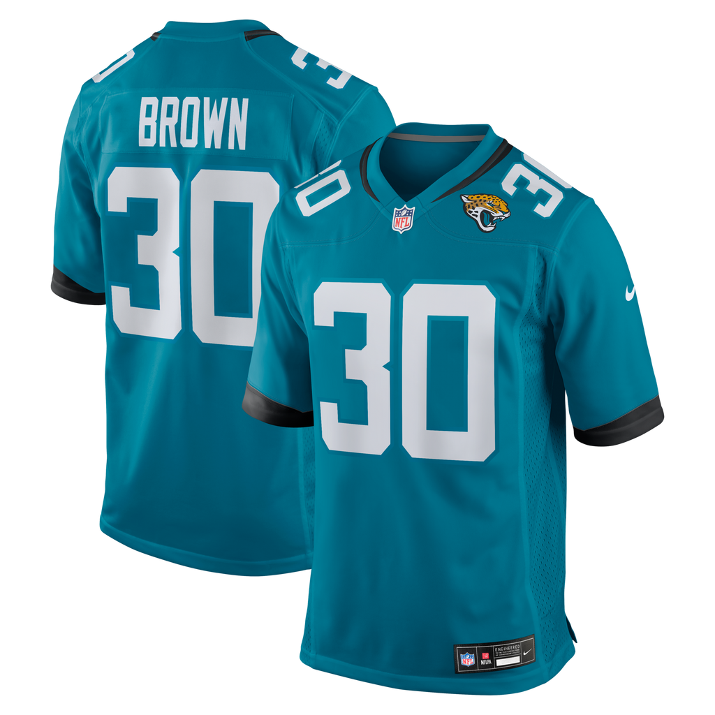 Jacksonville Jaguars Montaric Brown Teal Game Player Football Jersey