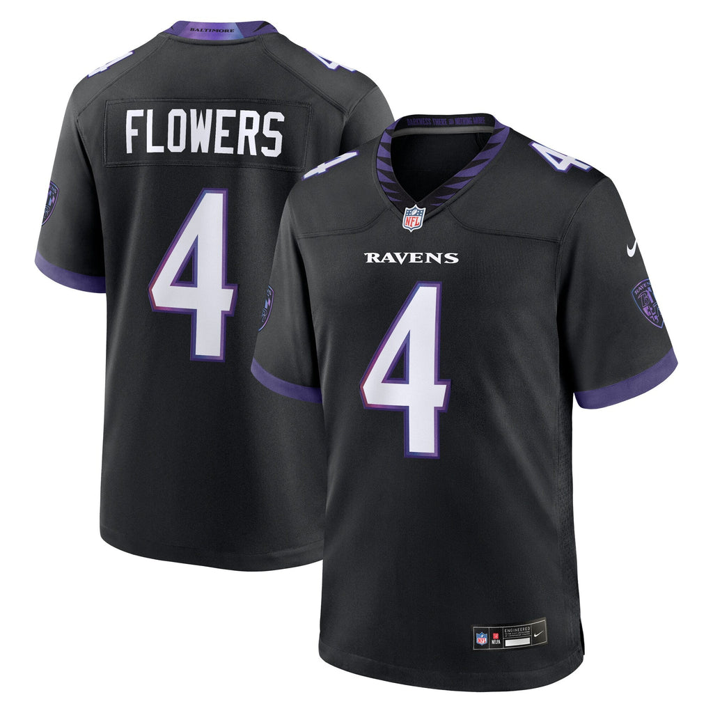 Baltimore Ravens Zay Flowers Black Alternate Game Football Jersey