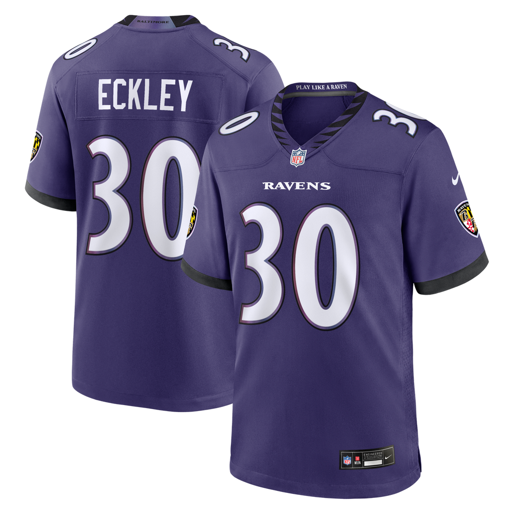 Baltimore Ravens Ryan Eckley Purple Team Game Football Jersey