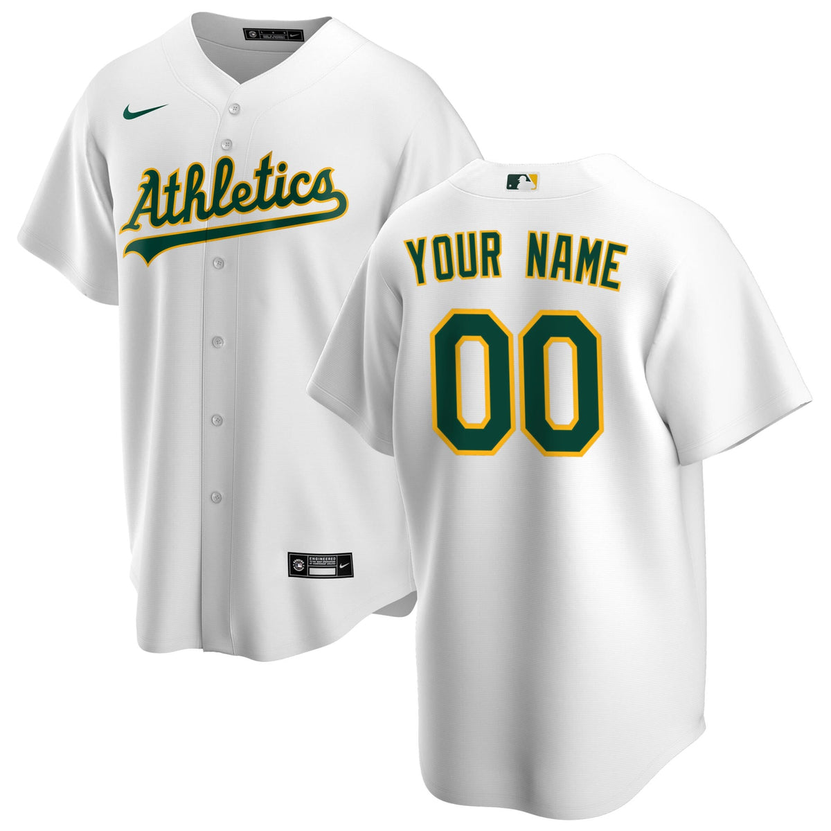 Athletics White Home Replica Custom Baseball Jersey