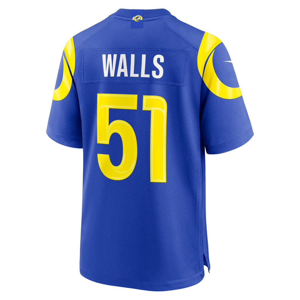 Los Angeles Rams Eddie Walls III Royal Game Football Jersey