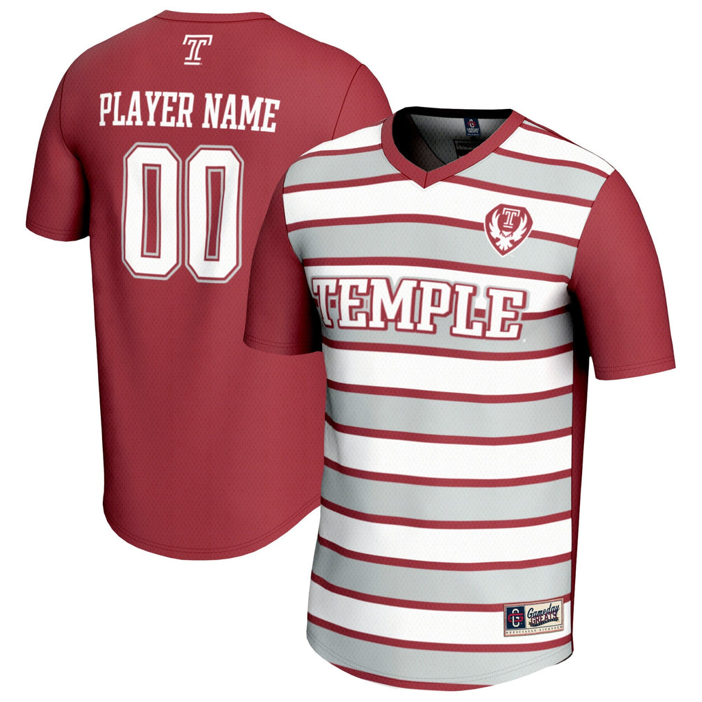 Temple Owls Collegiate Soccer NIL Pick-A-Player Fashion Jersey - Cherry/White