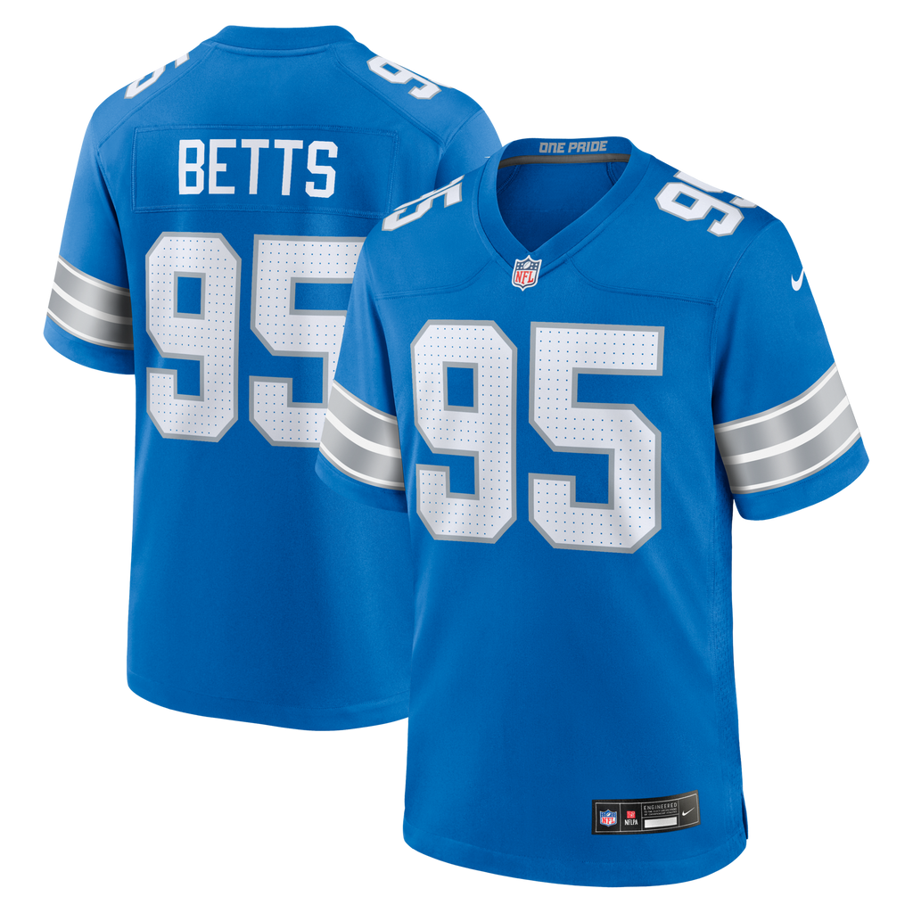 Detroit Lions Mathieu Betts Blue Game Football Jersey