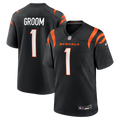 Cincinnati Bengals Number 1 Groom Black Game Football Jersey