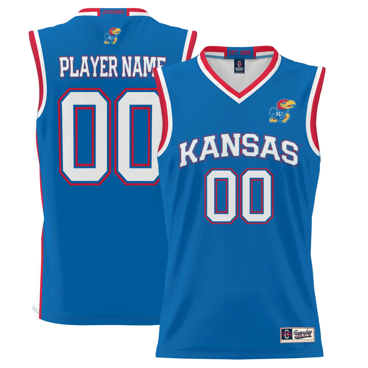 Kansas Jayhawks Lightweight NIL Pick-A-Player Basketball Jersey - Royal