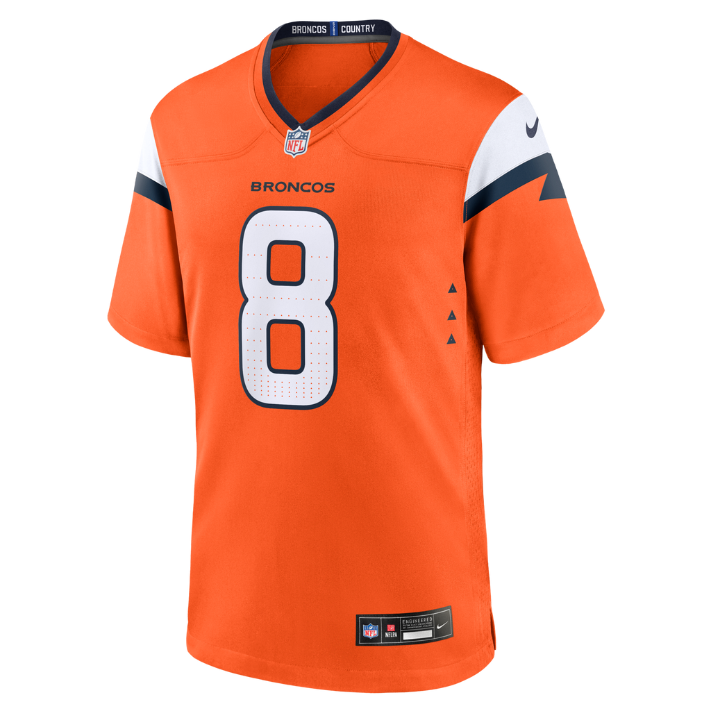 Denver Broncos Jarrett Stidham Orange Team Game Football Jersey