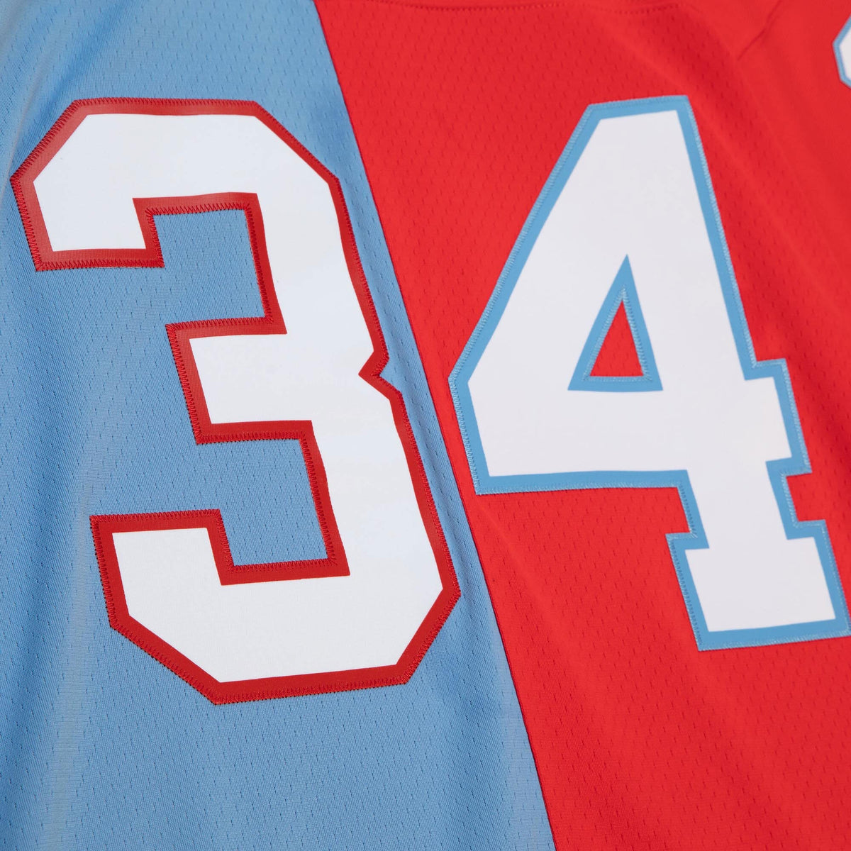 Houston Oilers Earl Campbell Red/Light Blue Gridiron Classics 1980 Split Legacy Replica Football Jersey