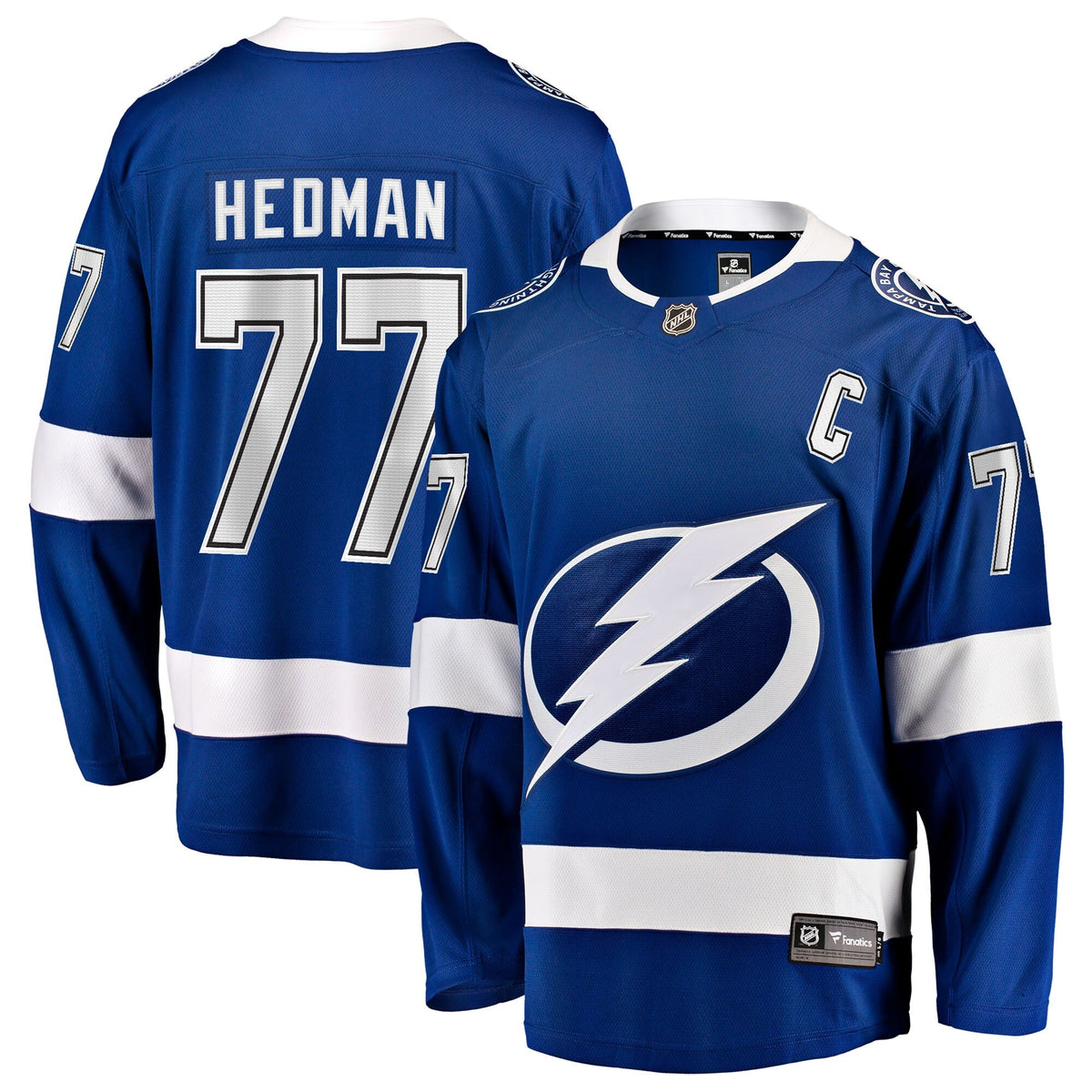 Tampa Bay Lightning Victor Hedman Blue Home Captain Patch Breakaway Hockey Jersey