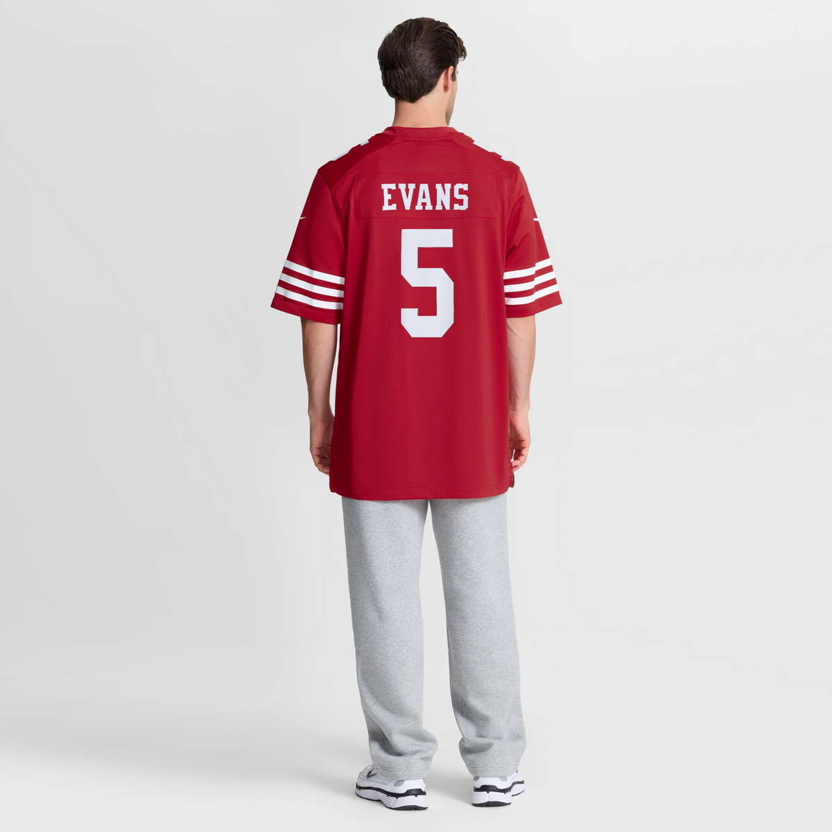 San Francisco 49ers Mike Evans Scarlet 80th Anniversary Game Football Jersey