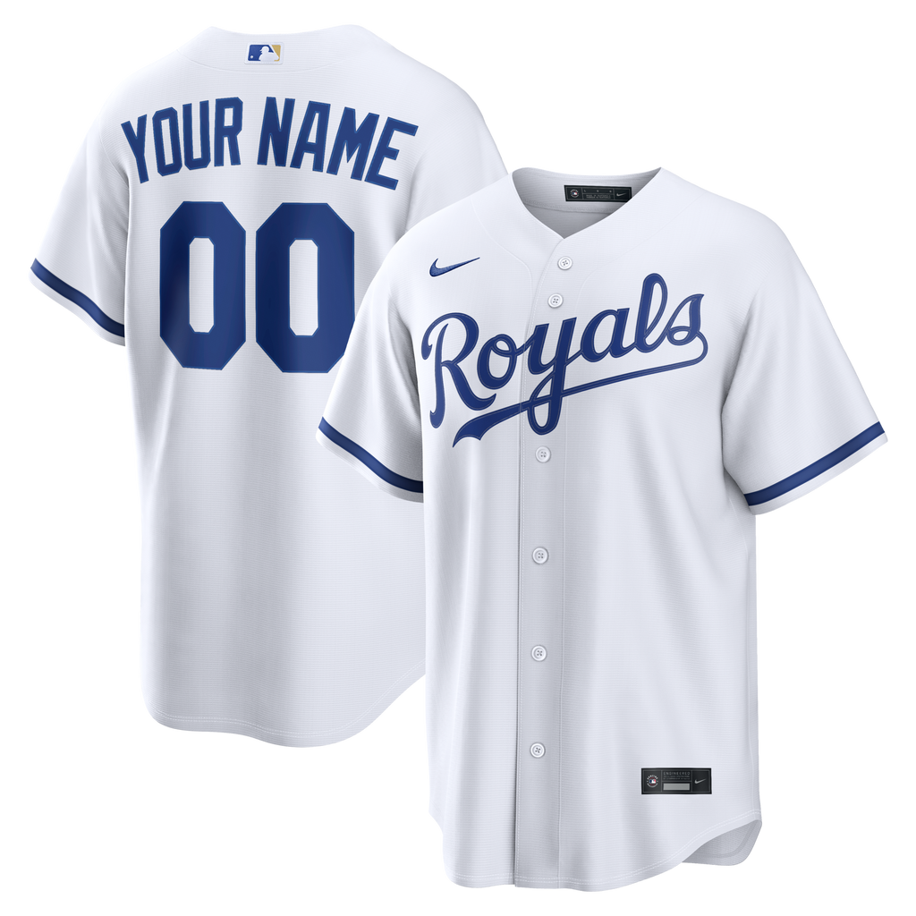 Kansas City Royals White Home Replica Custom Baseball Jersey