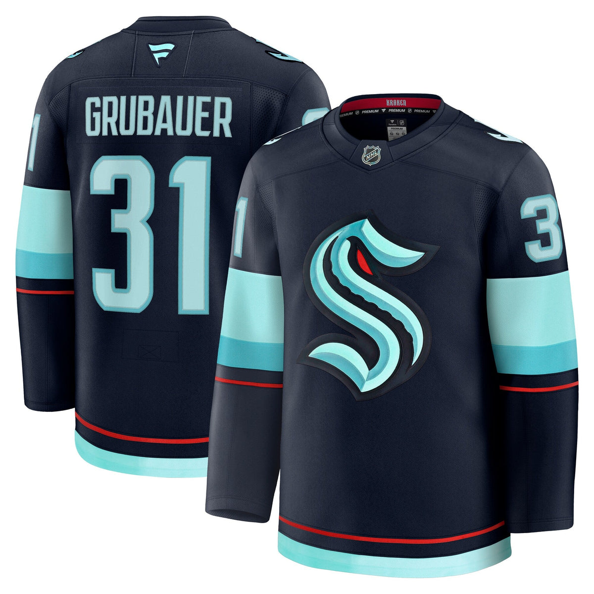 Seattle Kraken Philipp Grubauer Deep Sea Blue Home Premium Jersey