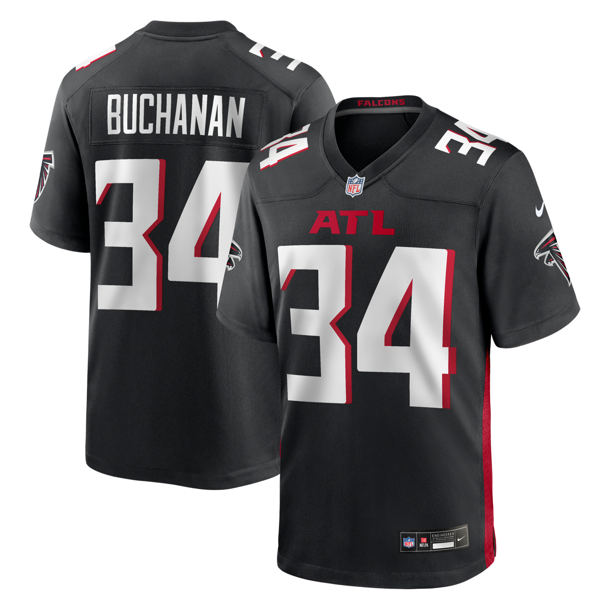 Atlanta Falcons Ray Buchanan Black Game Retired Player Football Jersey