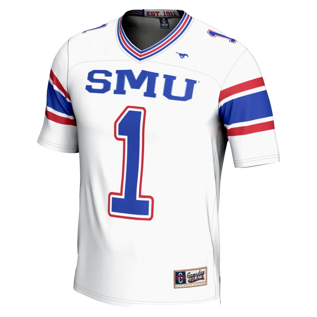 #1 White SMU Mustangs Endzone Football Jersey