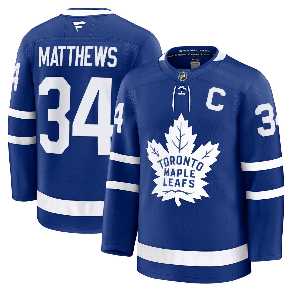 Toronto Maple Leafs Auston Matthews Blue Captain Patch Home Premium Jersey