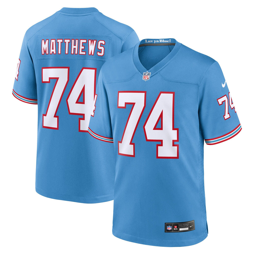Tennessee Titans Bruce Matthews Light Blue Retired Player Alternate Game Football Jersey