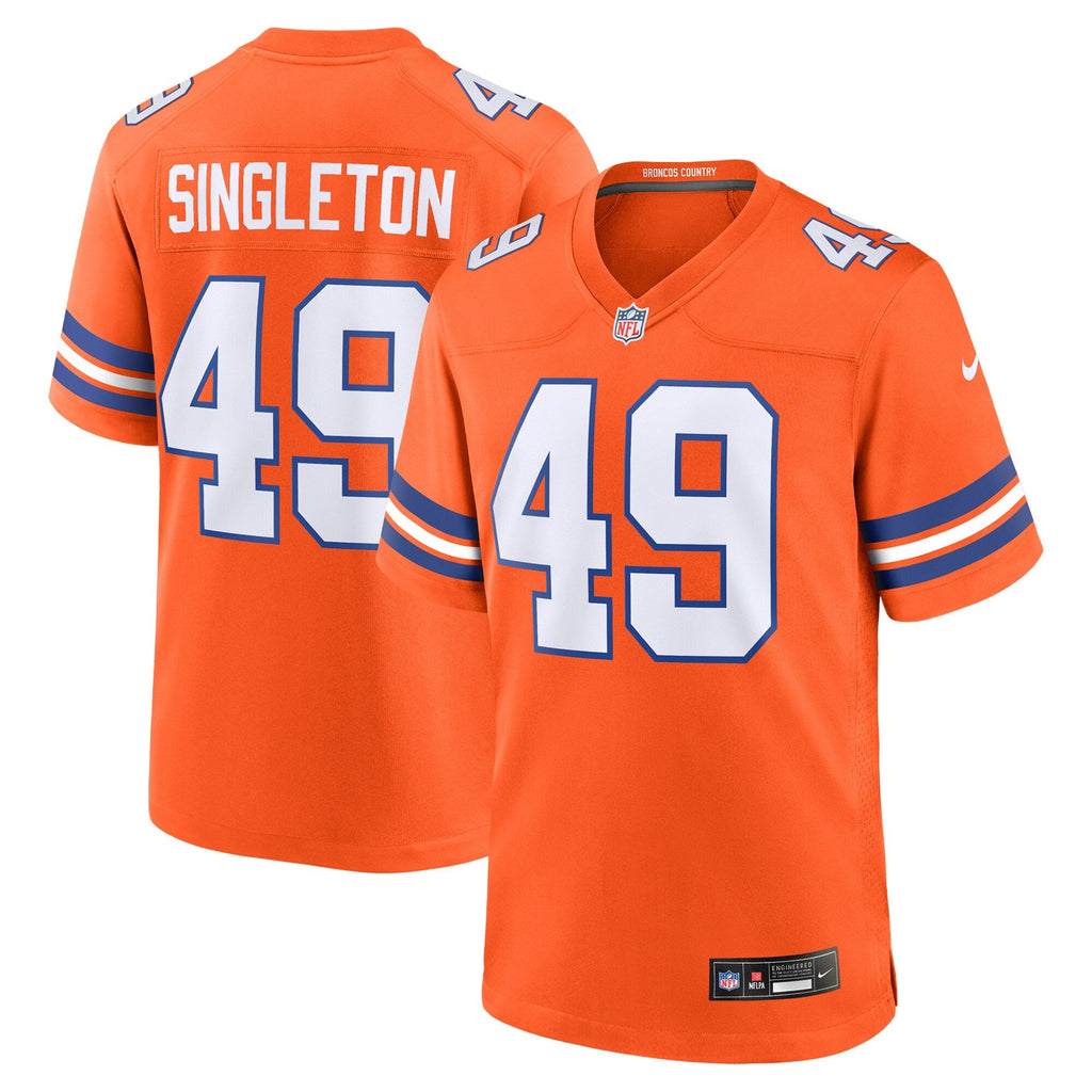 Denver Broncos Alex Singleton Orange Alternate Game Football Jersey