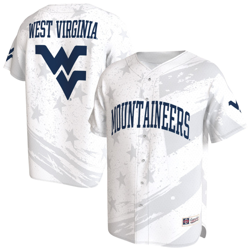 West Virginia Mountaineers Lightweight Collegiate Baseball Americana Fashion Jersey - White