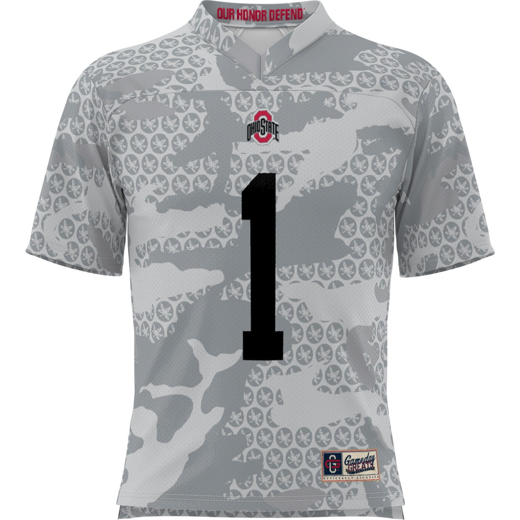 #1 Gray Ohio State Buckeyes Camo Football Jersey