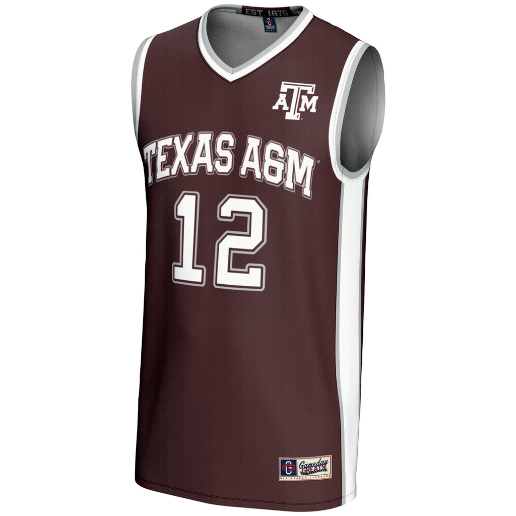 #12 Maroon Texas A&M Aggies Basketball Lightweight Fashion Jersey