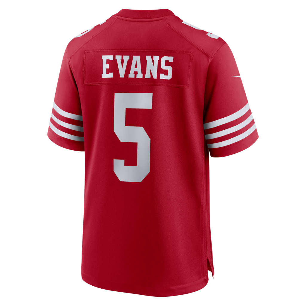 San Francisco 49ers Mike Evans Scarlet 80th Anniversary Game Football Jersey