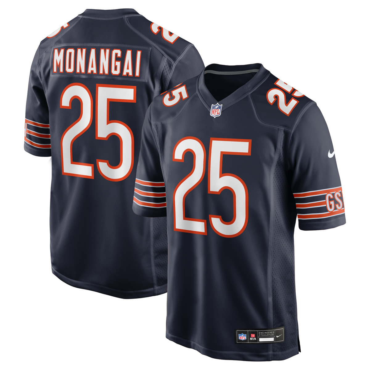 Chicago Bears Kyle Monangai Navy Team Game Football Jersey