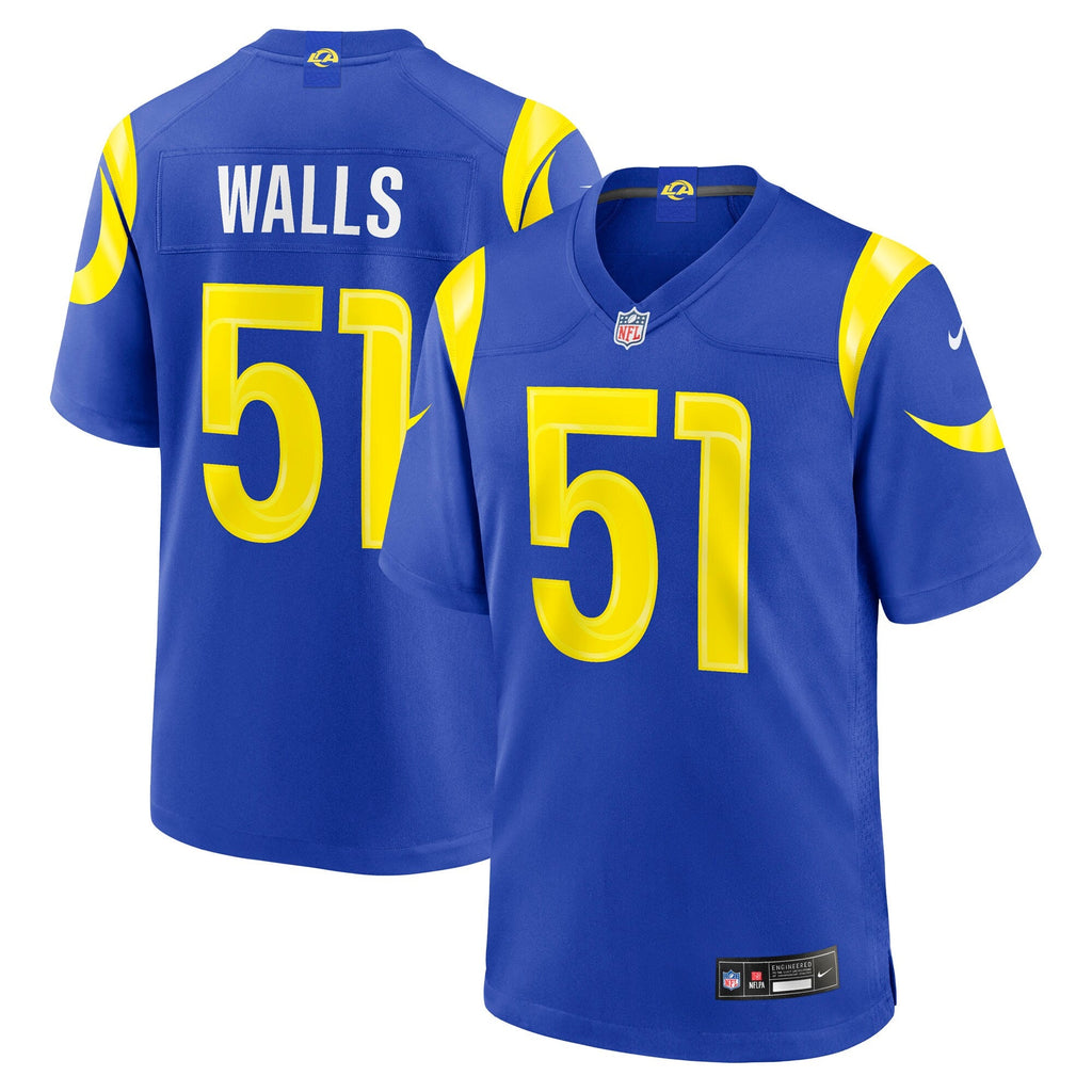 Los Angeles Rams Eddie Walls III Royal Game Football Jersey