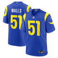 Los Angeles Rams Eddie Walls III Royal Game Football Jersey