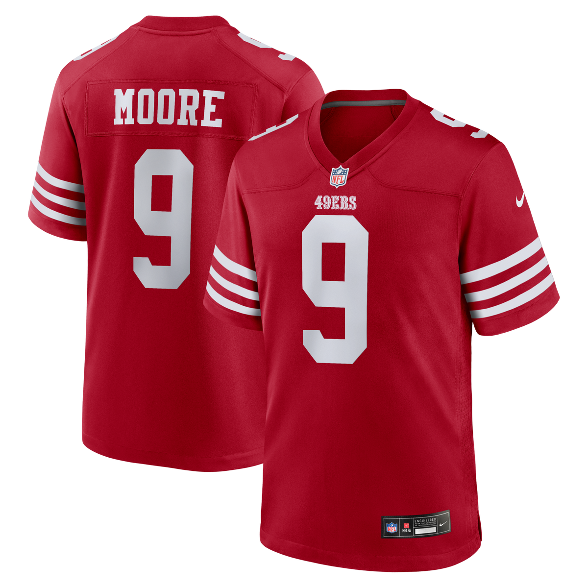San Francisco 49ers Skyy Moore Scarlet Team Game Football Jersey