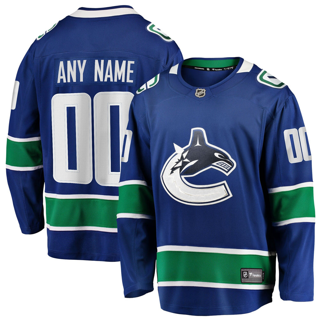 Vancouver Canucks Blue Home Team Breakaway Custom Hockey Jersey