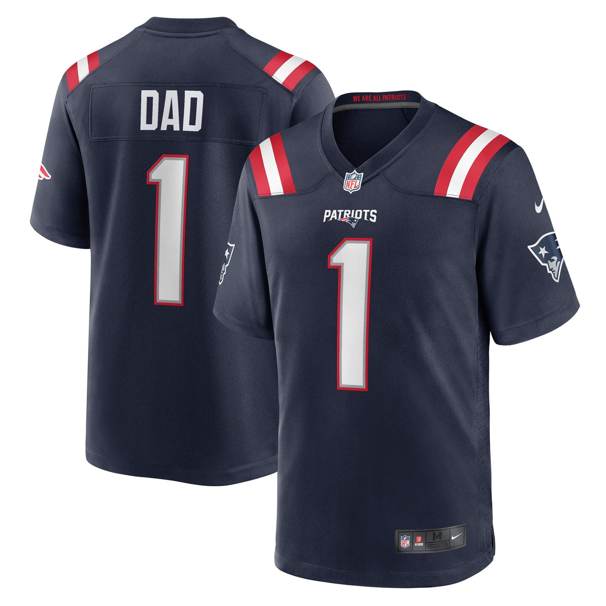 New England Patriots Number 1 Dad Navy Game Football Jersey