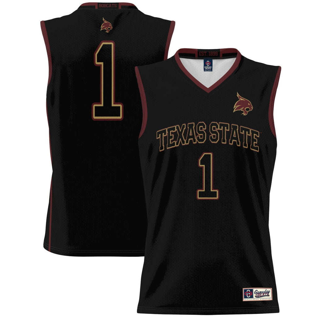 #1 Texas State Bobcats Lightweight Basketball Jersey - Black