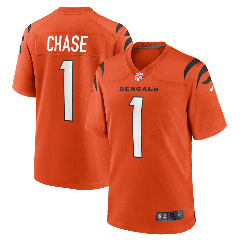 Cincinnati Bengals Ja'Marr Chase Orange Alternate Game Football Jersey