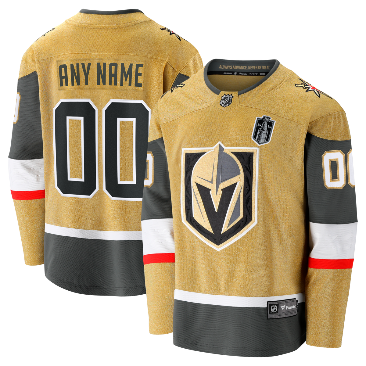Vegas Golden Knights Gold 2026 Stanley Cup Final Breakaway Custom Hockey Jersey
