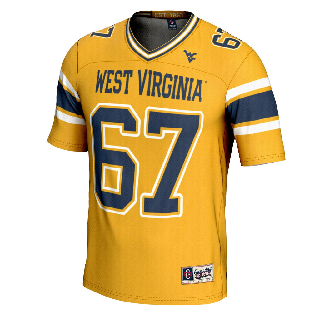 #1 Gold West Virginia Mountaineers Football Jersey