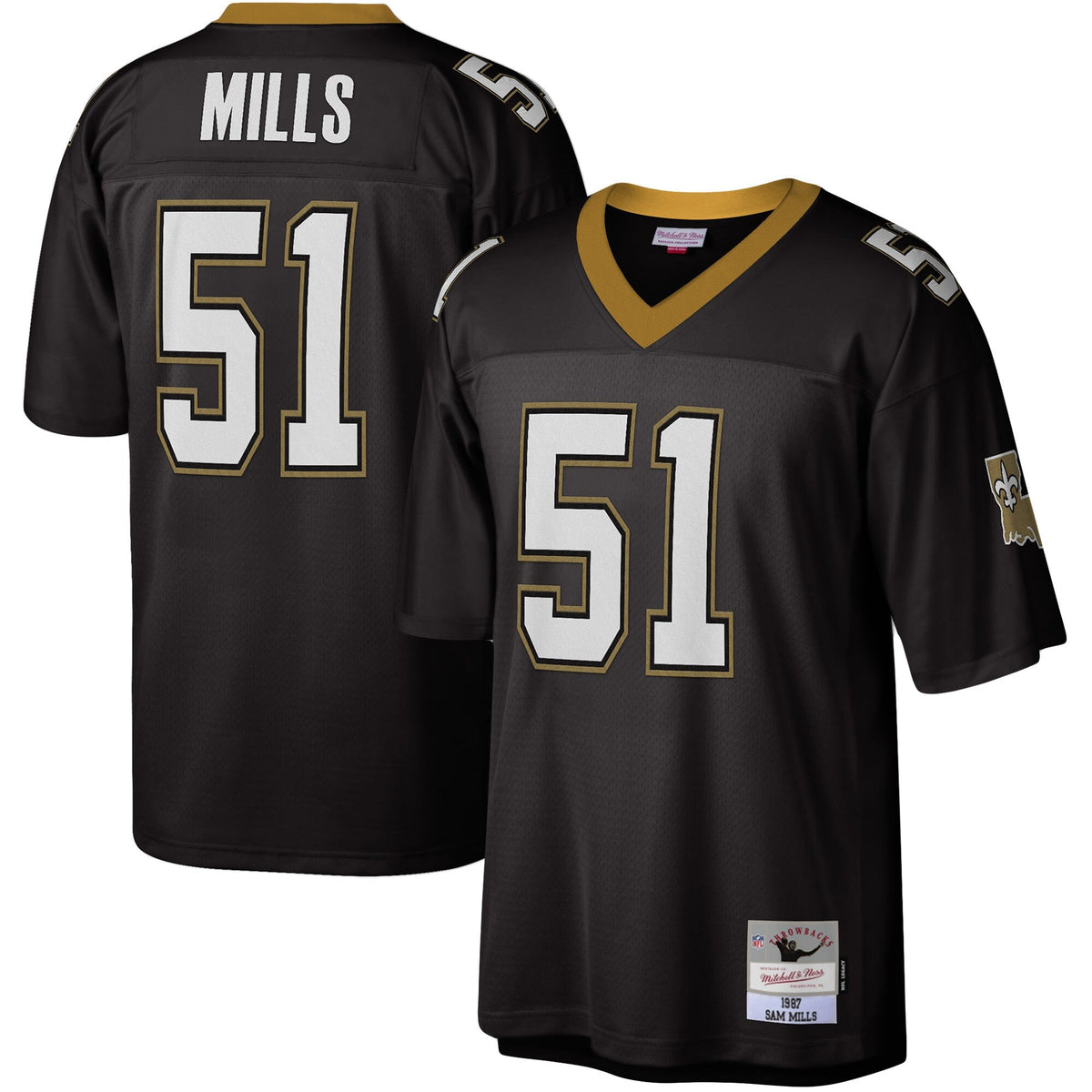 New Orleans Saints Sam Mills Black Legacy Replica Football Jersey