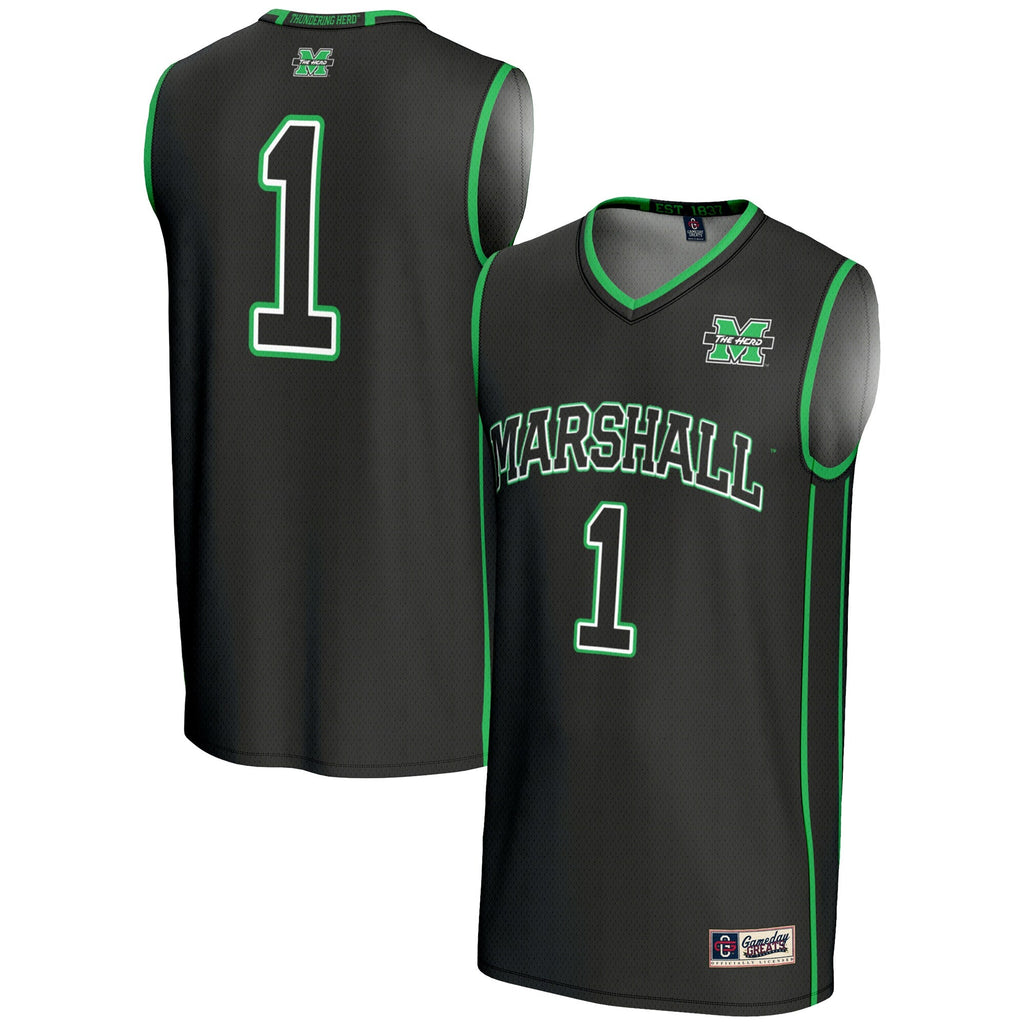 #1 Marshall Thundering Herd Lightweight Basketball Jersey - Black