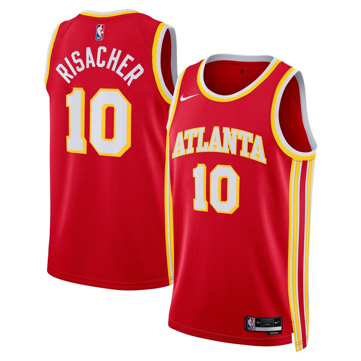 Atlanta Hawks Icon Swingman Jersey - Red - Zaccharie Risacher