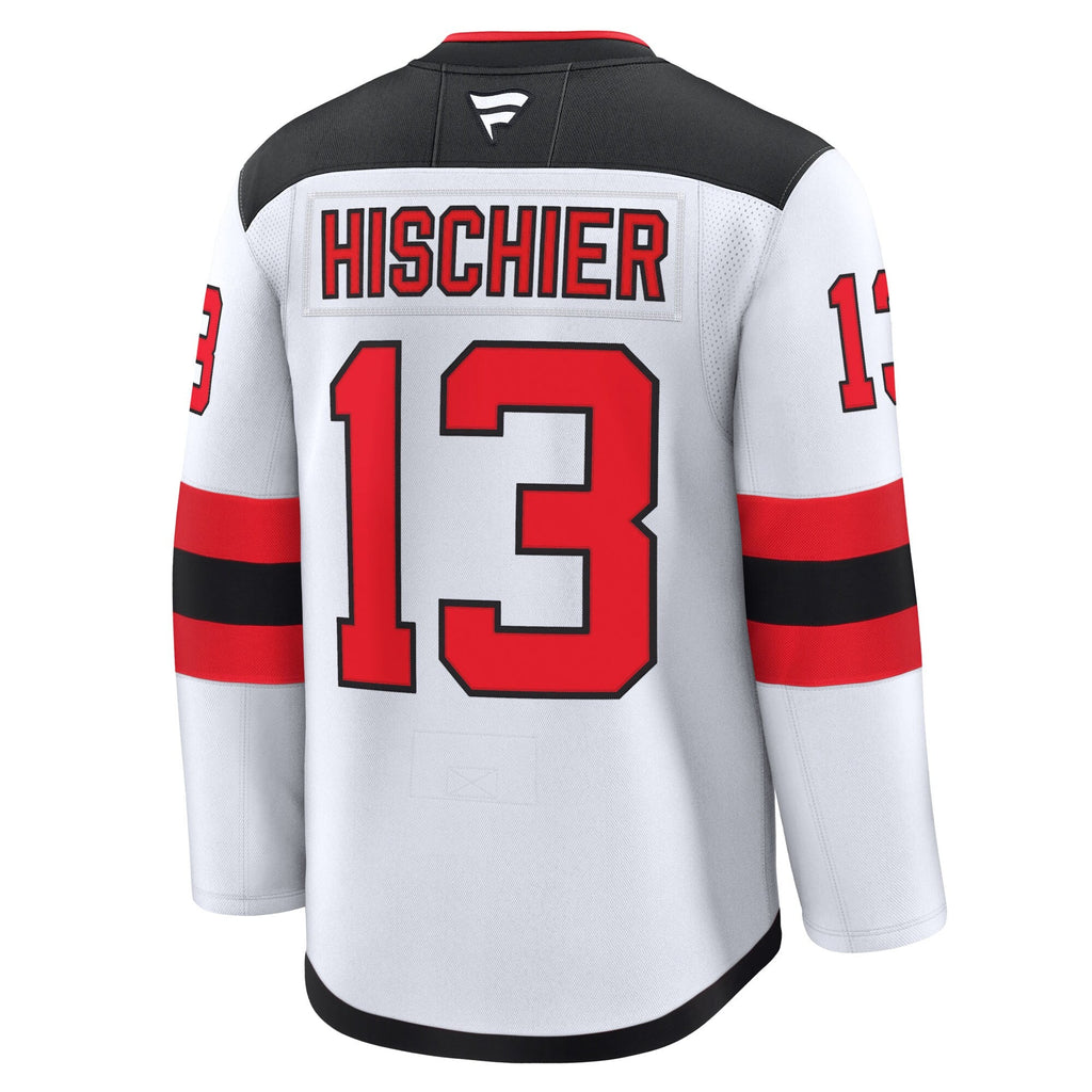 New Jersey Devils Nico Hischier White Away Premium Jersey