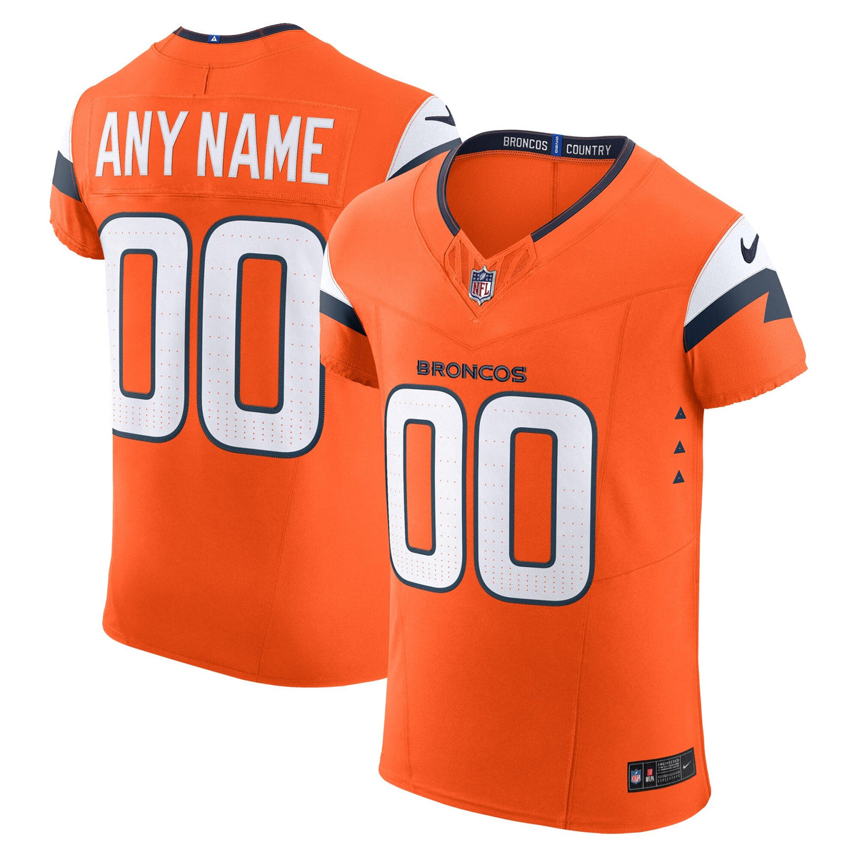 Denver Broncos Orange Team Vapor F.U.S.E. Elite Custom Football Jersey