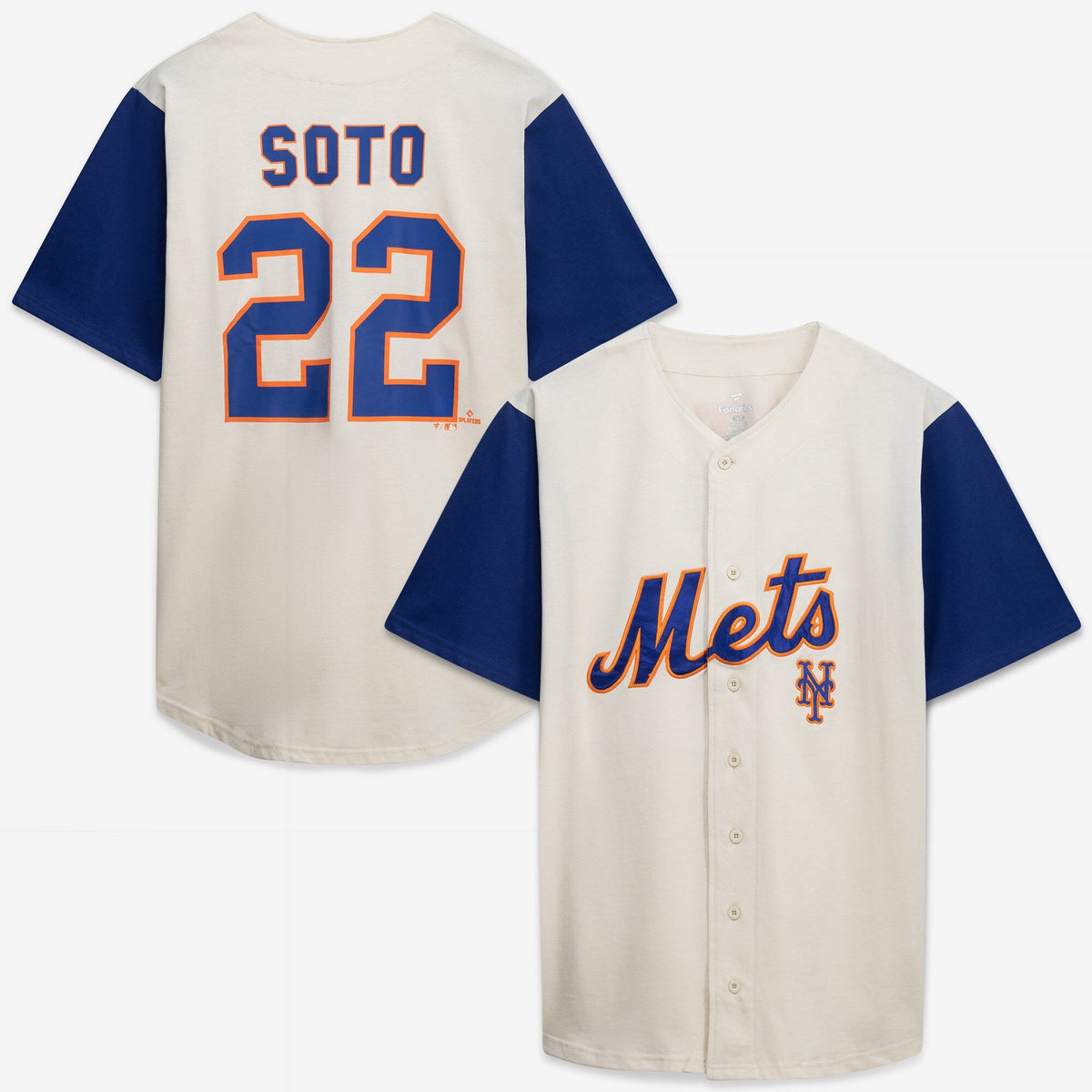 New York Mets Profile Cream/Royal Big & Tall Two-Color Fashion Baseball Jersey