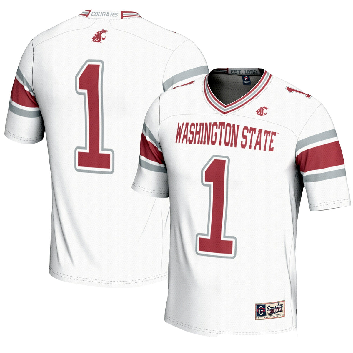 #1 Washington State Cougars Endzone Football Jersey - White