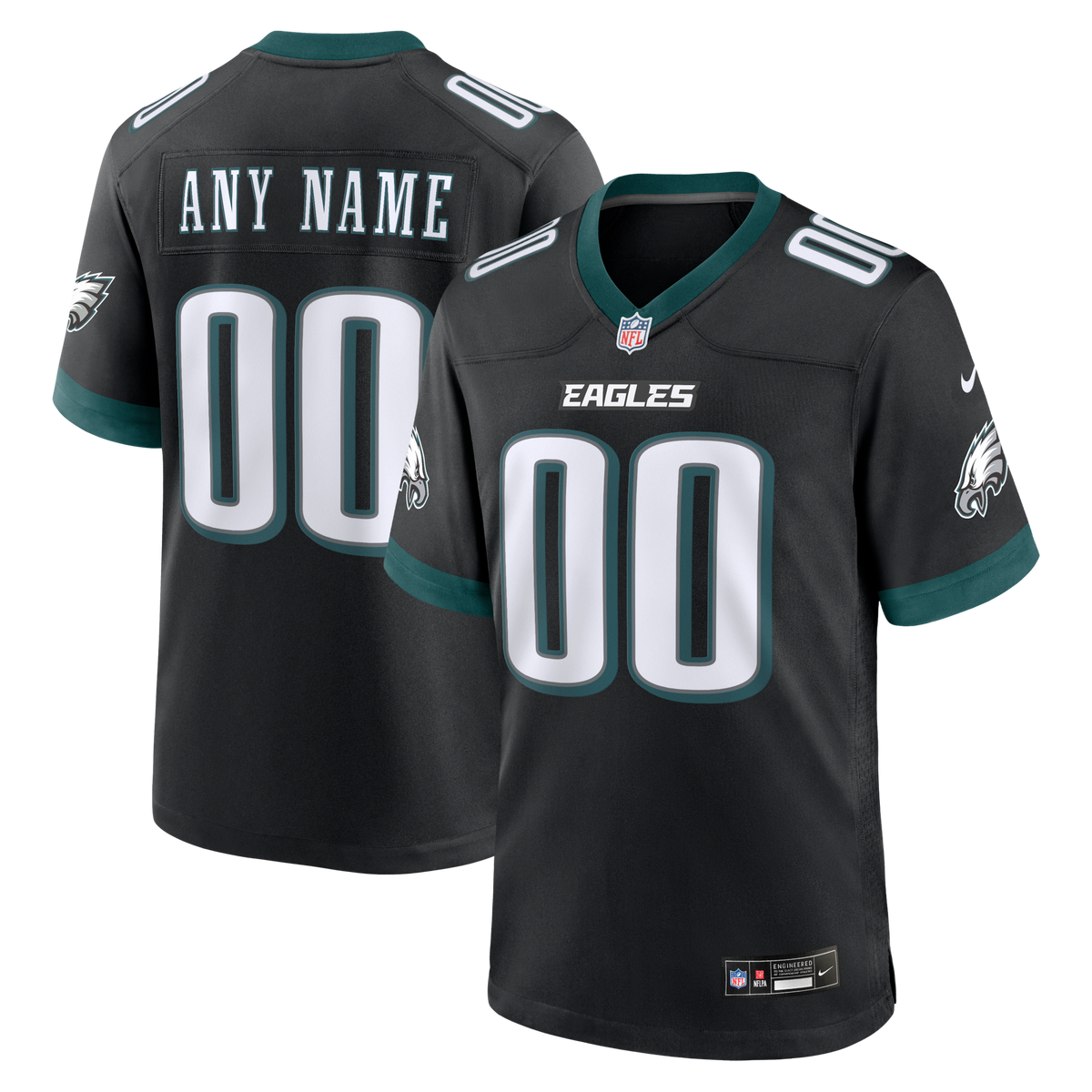Philadelphia Eagles Black Alternate Custom Game Football Jersey