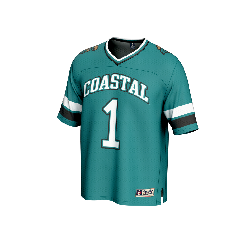 #1 Teal Coastal Carolina Chanticleers Lightweight Collegiate Football Fashion Jersey