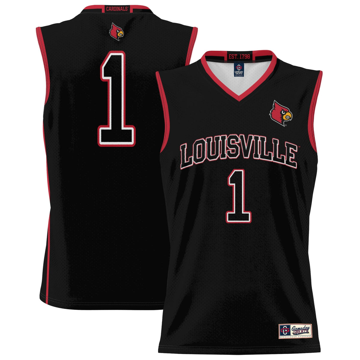 #1 Black Louisville Cardinals Lightweight Basketball Jersey