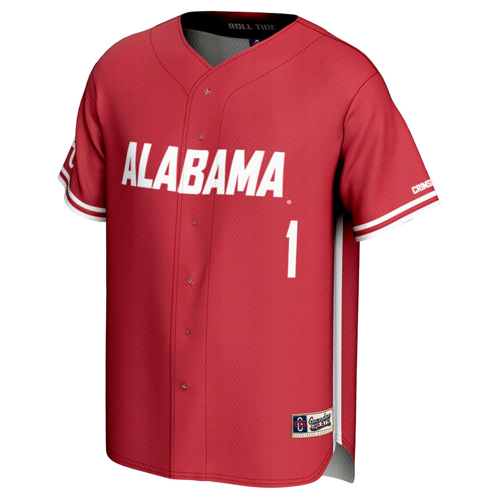 #1 Crimson Alabama Crimson Tide Lightweight Baseball Fashion Jersey